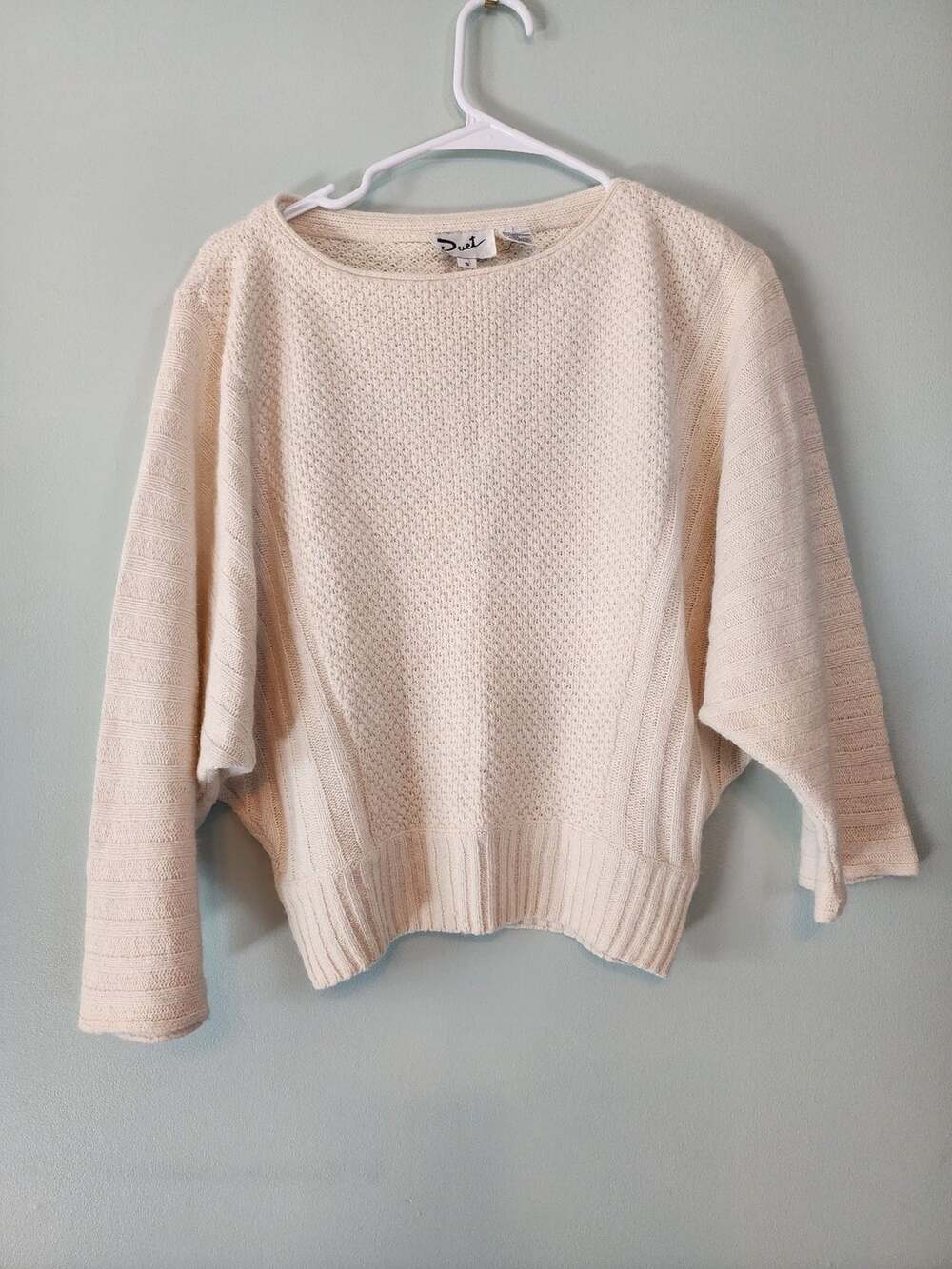 ​Oldmoney Quietluxury Vintage Duet Silk Angora Blend Batwing Knit Sweater